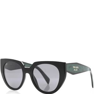 Prada Women's Acetate Black Cat-Eye Sunglasses. SPR 14W Black Green